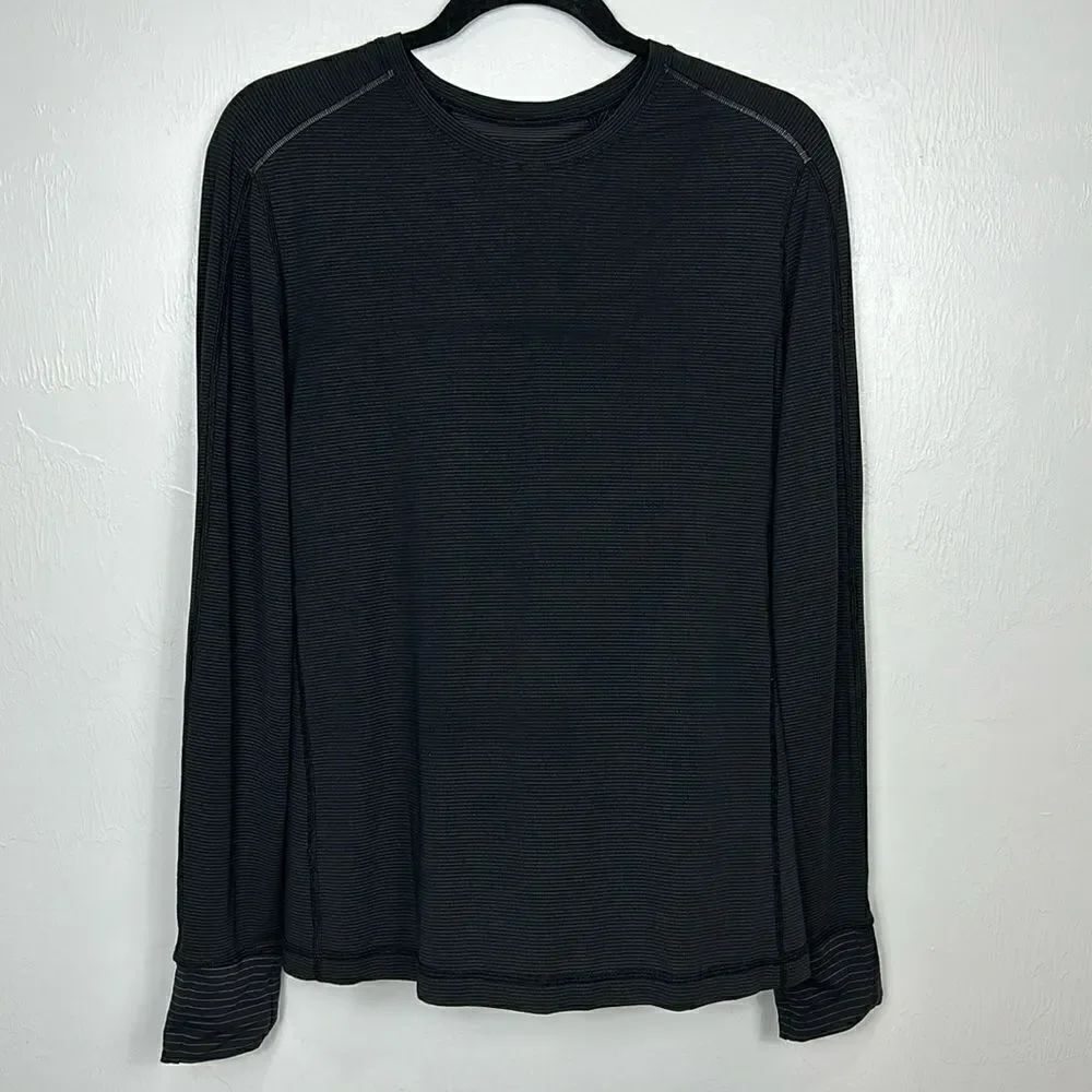 Lululemon Athletica Black Striped Fast And Free Long Sleeve Shirt Size M